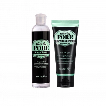 Набор для лица с древесным углем(Тонер+маска-пленка) Black Out Pore Set(Toner+Peel-Off Pack)